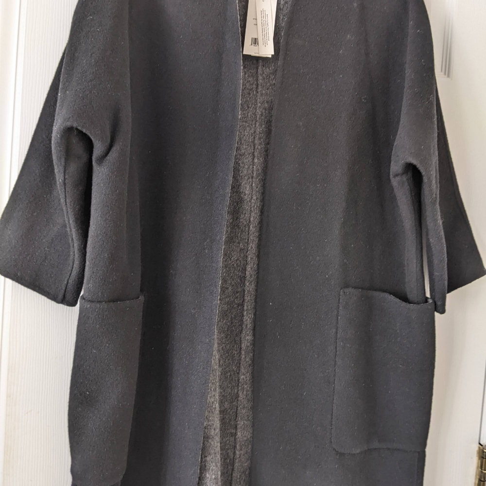 Vince reversible wool cashmere coat black grey size medium